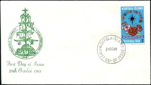 Estampilla 1968 de la isla de Norfolk edición de Navidad 5c cubierta del primer día, muy buen estado - Imagen 1 de 1
