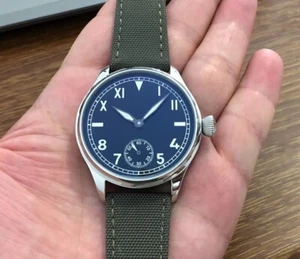 Pilot Mechanical 44mm Vintage Hand-Wound Watch Sapphire Military Safari Band - Picture 1 of 6