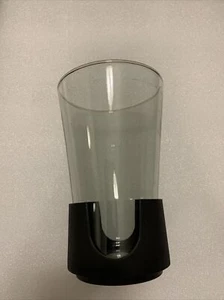 1970s Corning GLAS-SNAP II Smoky Glass Black Plastic Holder Coaster 16 Ounce - Picture 1 of 9