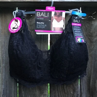 Sutiã Bali by Hanes forrado sem fio XL renda desejo modelagem suporte conforto preto - Imagem 1 de 4