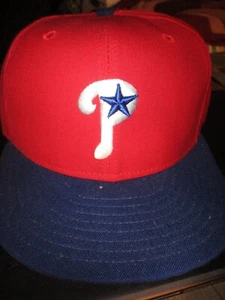 New 90s PHILADELPHIA PHILLIES Red/Blue Bill Hat 6 5/8 New Era 5950 Dead Stock - Picture 1 of 4