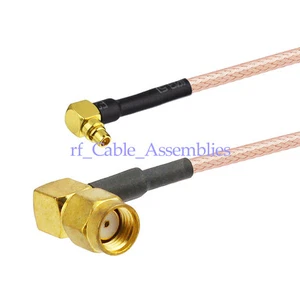 RP SMA male to MMCX plug male right angle RF pigtail Coax cable RG316 50cm 20" - Picture 1 of 4