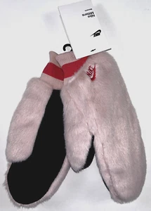 NIKE Size XS/S Women's Mittens Pink Soft Warm Faux Fur Fleece Lined NEW - Picture 1 of 4