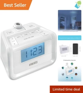 Radio Reloj FM Digital Doble Alarma con Sonidos Naturales y Proyección LED - Blanco - Imagen 1 de 10