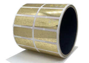 Tamper Evident Holographic Gold Security Label Seal Sticker 1.5" x0.6" Rectangle - Picture 1 of 2