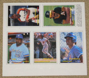 1990 SCD POCKET PRICE GUIDE UNCUT CARD SHEET RYNE SANDBERG KEVIN MITCHELL VAUGHN