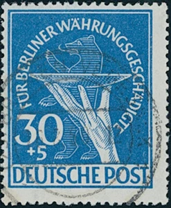 BERLIN 1949 MiNr. 70 II, neuer Plattenfehler, sauber gestempelt, Befund Schlegel - Bild 1 von 3