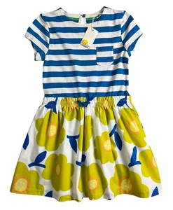 Mini Boden Hopscotch Dress Size 7-8 NWT Sweetcorn Yellow Daffodil Mixed Media - Picture 1 of 12