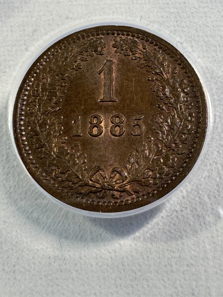 1885 Austria 1 Kreuzer Graded MS 63 RB by ANACS - Image 1 of 4