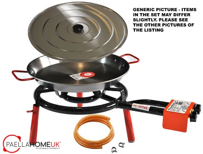 46cm polierte Paella Pfanne + 30cm 2Ring Gasbrenner Komplettset + PAELLA GESCHENK       - Bild 1 von 4