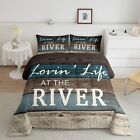 Teens River Comforter Set Queen Size,Rustic Farmhouse Bedding Set for Kids Bo...