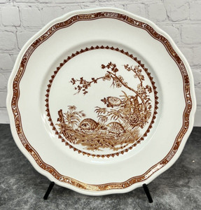 Vintage Furnivals Quail Brown 10 1/2” Dinner Plate, Made in England