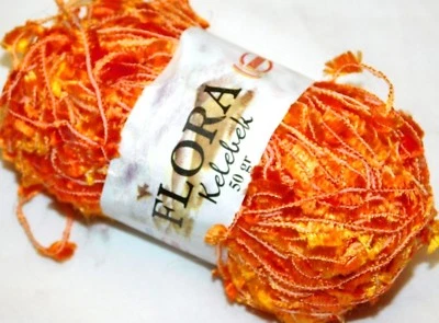  By-the-Skein ORANGES 50gr 120yd Ram FLORA KELEBEK Soft FLAG FRINGE RIBBON Yarn - Image 1 of 4