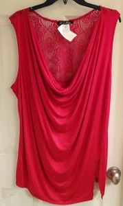 Norma Allen Blouse, women's plus size 3X, red, scoop neck, Sexy Knit back NWT - Picture 1 of 4