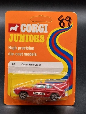 Vintage 1973 Corgi Juniors Capri Fire Chief Diecast Car MOC Unpunched - Image 1 of 4