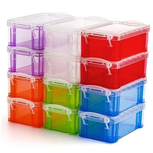 12 Pack Small Plastic Storage Box with Lid, 5.3"x3"x2" Stackable Clear Latch - Picture 1 of 8