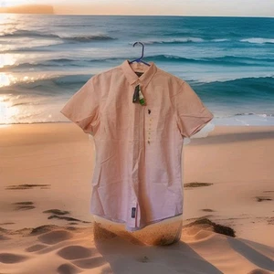 NWT US POLO ASSN Mens Short Sleeve Oxford Shirt Large Pink - Picture 1 of 11