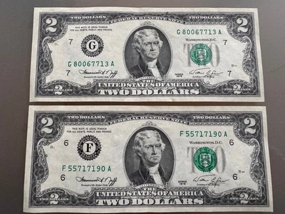 $2 Two Dollar Bills 1976 Series Lot of Two (2)Lightly Circulated Nice Condition! - Image 1 of 3