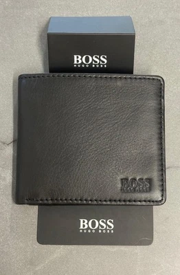 New Hugo Boss Men's Black Leather Bifold Wallet Credit Card Holder - Image 1 of 4