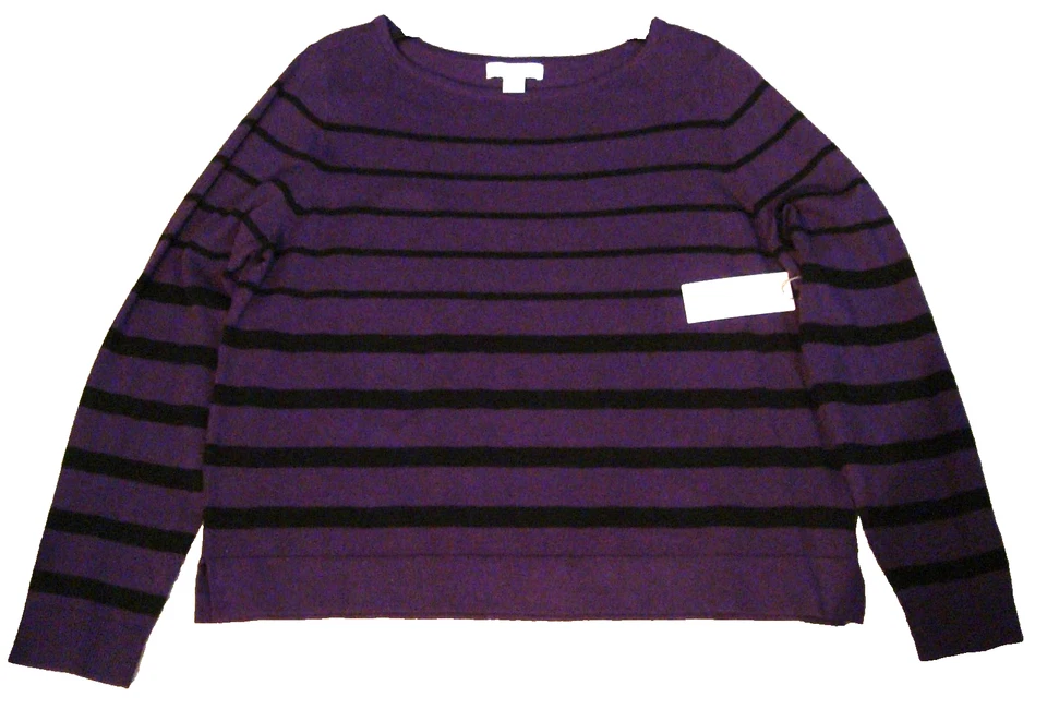 Suéter recortado a rayas púrpura y negro Liz Claiborne talla XXL nuevo con etiquetas para mujer Foto 1 de 1