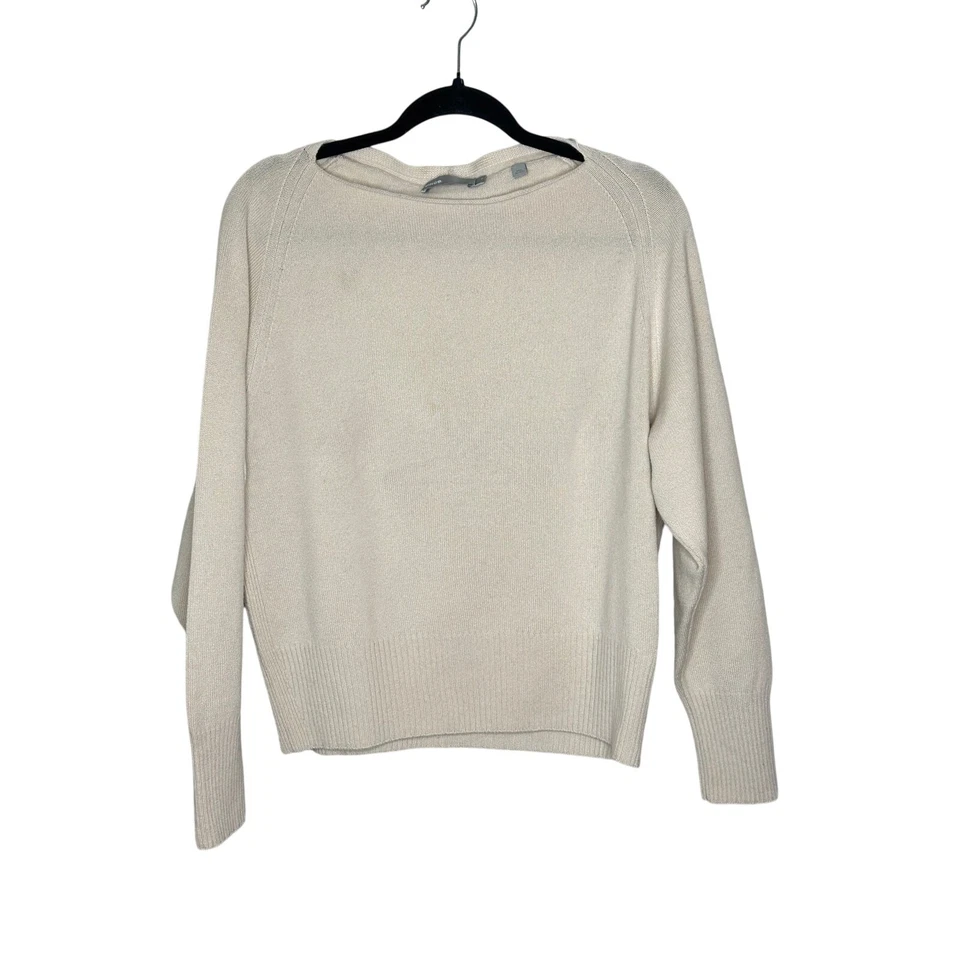 Suéter Vince Off White Mezcla Lana Cachemira Cuello Barco Manga Larga Minimalista M Foto 1 de 4