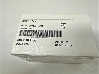 NEW Sealed Pack of 12 Thermo Fisher Reacti-Vial 5 mL Clear TS-13223 - Image 1 of 4