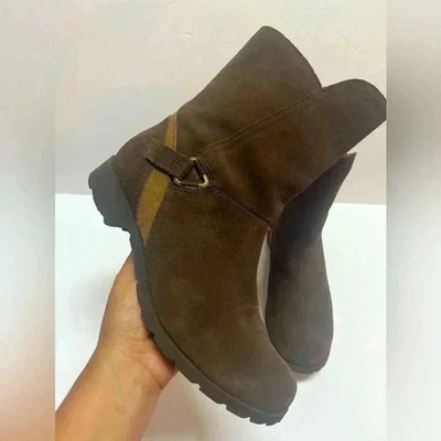 Botas femininas Teva Segundo couro camurça panturrilha média zíper lateral 8,5 - Imagem 1 de 4