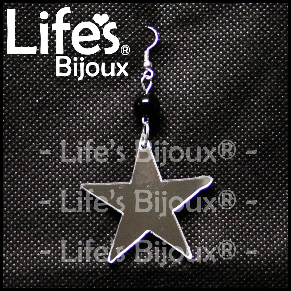 Orecchino Stella Star Simbolo Donna Ciondolo Plexiglass Pendente Specchio 4 cm - Immagine 1 di 1