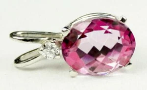 Colgante de plata de ley 925, topacio rosa puro, SP020 - Imagen 1 de 4