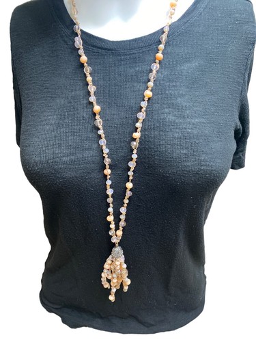 VETEMENTS Collana donna lunga con perline e nappa dichiarazione Chico's