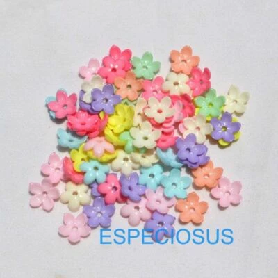 Acrylic Flower Bead 200pcs 12mm Plastic Spacer Beads Floral Craft Jewelry Making - Image 1 of 4