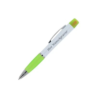 GRAVUR BY LIVEPAC OFFICE Kugelschreiber mit Gravur / mit dreifarbigen Textmarker / Farbe: weiß-hellgrün