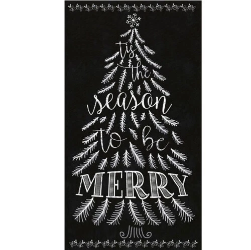 Jolly Tis the Season to be Merry Chalkboard 24x44 Large Cotton Fabric Panel - Image 1 of 1