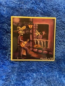Dia De Los Muertos Handpainted Alexandra Mtztt 4 1/4" Cork Backed Coaster Tiles - Picture 1 of 11