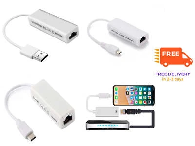LAN USB to RJ45 Ethernet Gigabit Wired Network Adapter Cable Type C Micro iPhone - Image 1 of 4