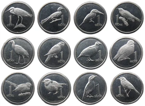 SAMOA SET OF 12 COINS 1 SENE 2020 BIRDS ALUMINUM 14mm UNC - Picture 1 of 2