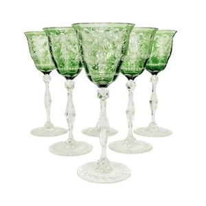 1. von 6. Stängelglas mit Überfang und Zierschliffdekor, Webb um 1950, signiert - Bild 1 von 9
