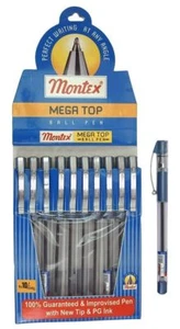 NEW MONTEX MEGA TOP BALL PEN BLUE INK SET OF 10 PEN WITH FREE WORLDWIDE SHIPPING - Picture 1 of 1