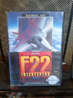 90s EA F22 Interceptor Advanced Tactical Fighter Sega Genesis Game & Case  1991  - Image 1 of 3