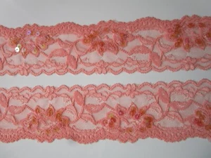 Lace Trims Nichtelastisch Salmon Pink 5,8cm - Picture 1 of 2