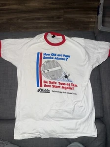 tultex t-shirt large vintage White How Old Are Your Smoke Alarms? #SS - Picture 1 of 3
