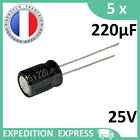 5 Capacitors Electrolytic 220?f 220Uf 25V Radial Wh 221°F Tht Chemical