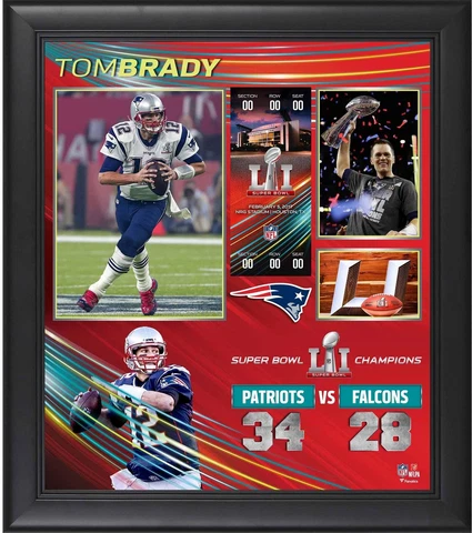 Tom Brady NE Patriots Framed 15' x 17' SB LI Champs Collage - Fanatics Cover