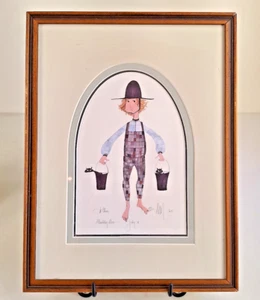 P Buckley Moss "Ron" Limited Edition Hand Signed Numbered 632/1000 Lithograph - Afbeelding 1 van 8