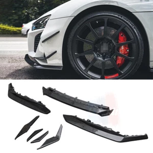DRY CARBON FIBER FOR AUDI R8 P STYLE 2020UP FRONT BUMPER SIDE SPLITTERS LIP CHIN - Bild 1 von 20