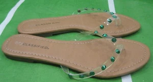 new Summer Clear/Green Spikes Slip On Flip Flop Beach Sandal WOMEN Size 9 - Picture 1 of 4