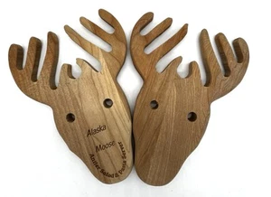 Pinzas para servir horquillas rústicas grandes de madera para ensaladas Alaska con asta de alce - Imagen 1 de 5
