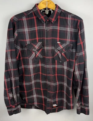 Camisa de manga larga con botones negra roja a cuadros No Fear para hombre talla GRANDE de colección Foto 1 de 4