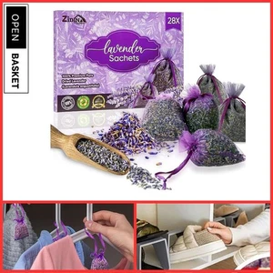 28 Pack Lavender Bags for Wardrobes & Drawers – Natural Scented Moth Repellent - Picture 1 of 7