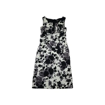 Adrianna Papell Sheath Dress Women's Size 8 Gray Floral Sleeveless Back Zip - Image 1 of 4